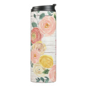 Bouteilles Isothermes Monogramme en bois vieilli Rose et couronne d'euca (Tourné sur la gauche)