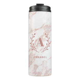 Bouteilles Isothermes Monogramme en marbre rose Toute initiale et nom Pe