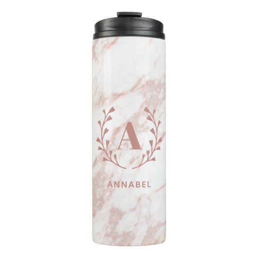 Bouteilles Isothermes Monogramme en marbre rose Toute initiale et nom Pe (Devant)
