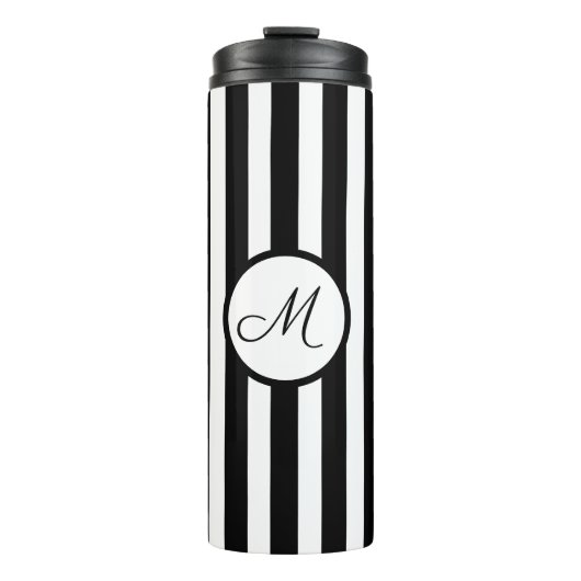 Bouteilles Isothermes Monogramme en or noir blanc rayé (Devant)