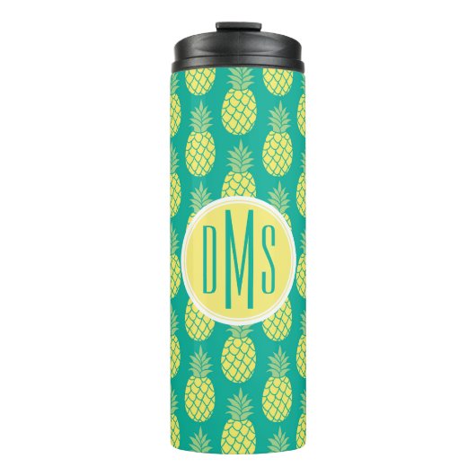 Bouteilles Isothermes Monogramme en pastel des ananas | (Devant)