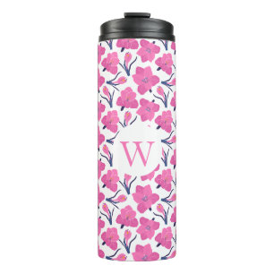Bouteilles Isothermes Monogramme floral avec initial - Cadeau personnali