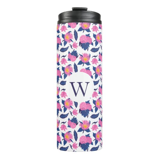 Bouteilles Isothermes Monogramme floral avec initial - Cadeau personnali (Devant)