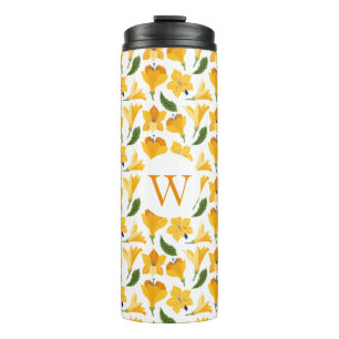 Bouteilles Isothermes Monogramme floral avec initial - Cadeau personnali
