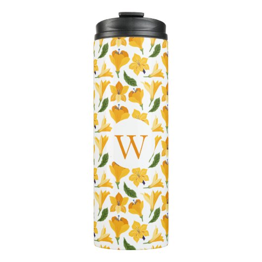 Bouteilles Isothermes Monogramme floral avec initial - Cadeau personnali (Devant)