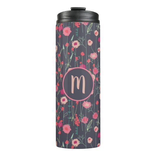 Bouteilles Isothermes Monogramme floral foncé (Devant)