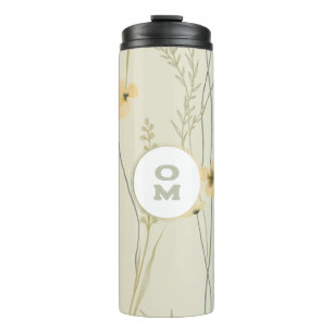 Bouteilles Isothermes Monogramme floral moderne vert jaune clair