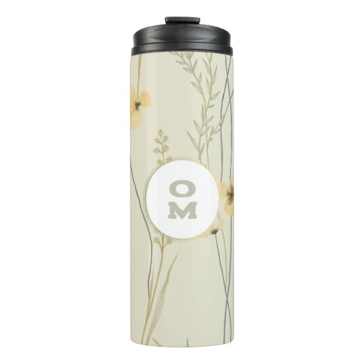 Bouteilles Isothermes Monogramme floral moderne vert jaune clair (Devant)