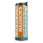 Bouteilles Isothermes Monogramme floral personnalisé et nom Paruline à e (Tourné sur la gauche)