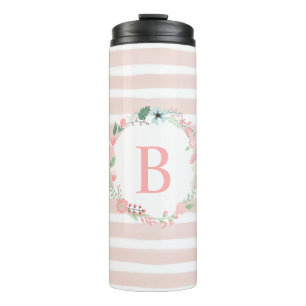 Bouteilles Isothermes Monogramme floral rose