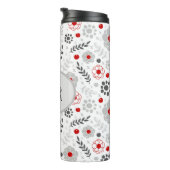 Bouteilles Isothermes Monogramme floral rouge gris moderne (Tourné sur la droite)