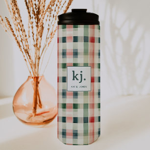 Bouteilles Isothermes Monogramme Gingham Émeraude Doux