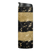 Bouteilles Isothermes Monogramme Girly moderne Black Gold Parties scinti (Tourné sur la droite)