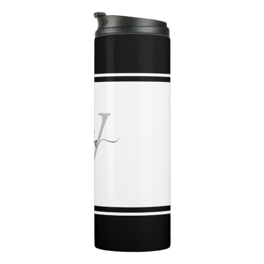 Bouteilles Isothermes Monogramme Girly Moderne Script tendance Noir Blan (Tourné sur la droite)