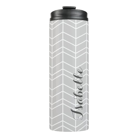 Bouteilles Isothermes Monogramme gris Herringbone (Devant)