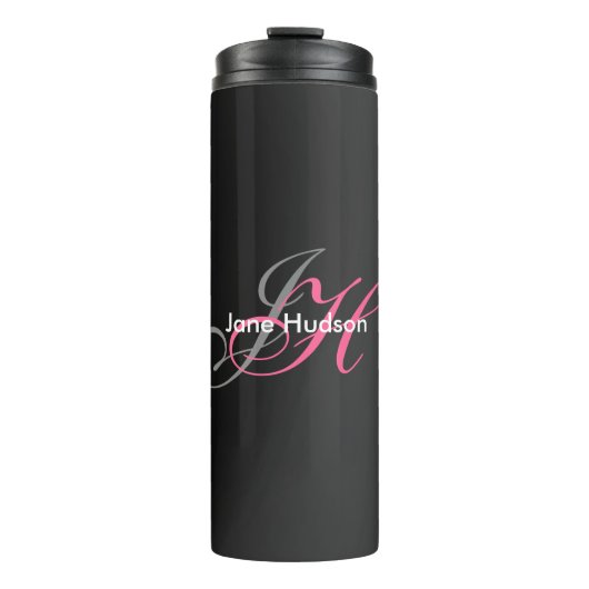 Bouteilles Isothermes Monogramme gris noir simple cadeau spécial simple (Devant)