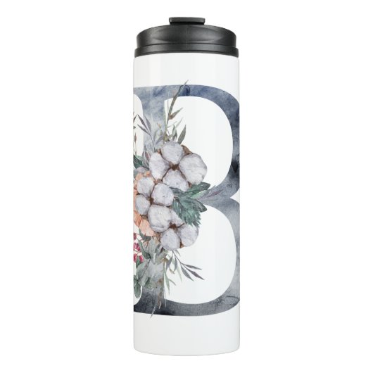 Bouteilles Isothermes Monogramme Initial B Floral Bleu (Devant)