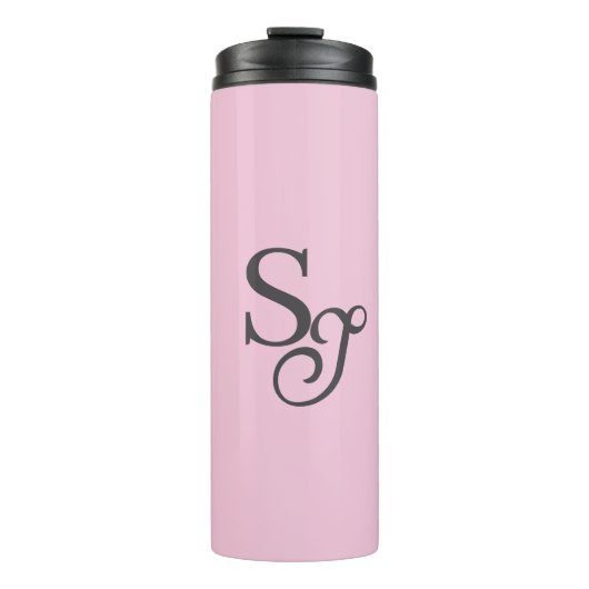 Bouteilles Isothermes Monogramme initial de script gris rose (Devant)