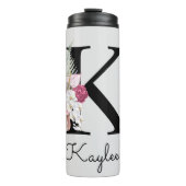 Bouteilles Isothermes Monogramme initial K rose Boho Floral (Devant)