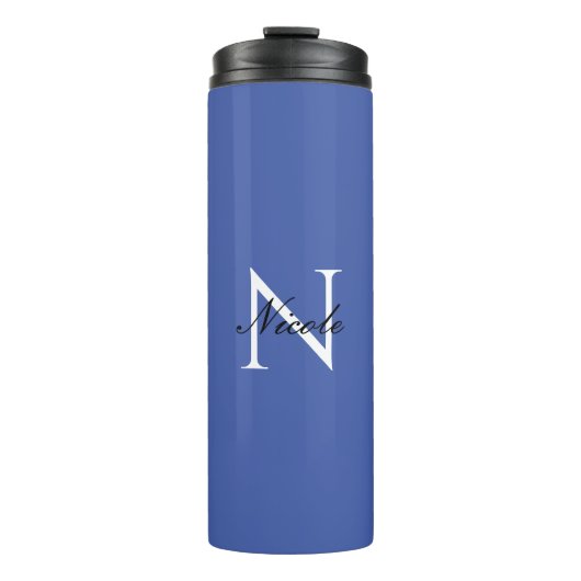 Bouteilles Isothermes Monogramme initial manuscrit propre nom bleu (Devant)
