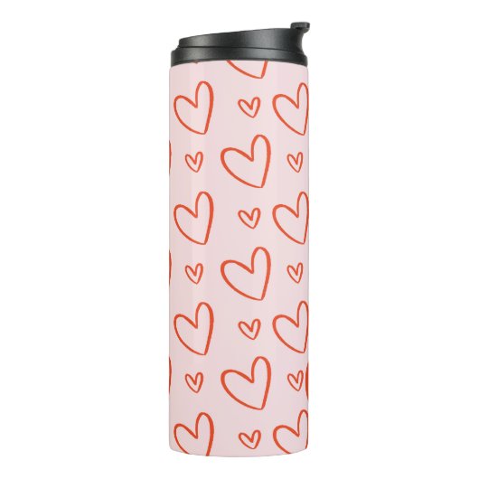 Bouteilles Isothermes Monogramme initial - motif de coeur rose et rouge (Tourné sur la gauche)