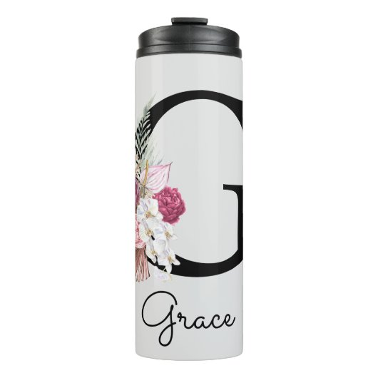 Bouteilles Isothermes Monogramme initiale G Floral Boho Rose (Devant)