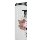 Bouteilles Isothermes Monogramme initiale U florale rose (Tourné sur la gauche)