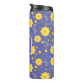 Bouteilles Isothermes Monogramme jaune violet Fille élégant Floral moder (Tourné sur la droite)