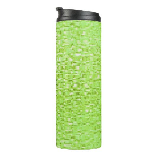 Bouteilles Isothermes Monogramme Lime Vert Faux Verre Mosaïque (Tourné sur la droite)