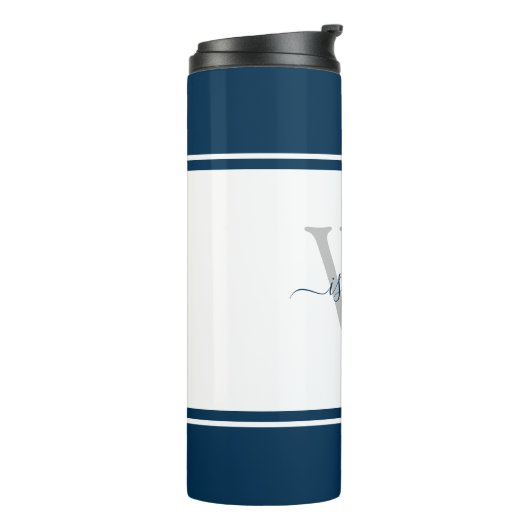 Bouteilles Isothermes Monogramme marine de script moderne (Tourné sur la gauche)