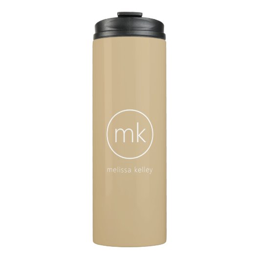 Bouteilles Isothermes Monogramme minimal Neutre initial Beige et blanc (Devant)