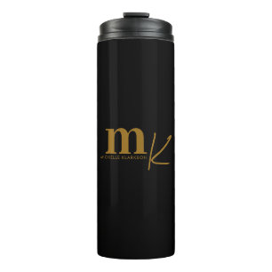 Bouteilles Isothermes Monogramme minimaliste moderne en or noir