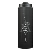 Bouteilles Isothermes Monogramme moderne Blush Nom Métal brossé (Devant)