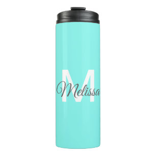 Bouteilles Isothermes monogramme moderne chic minimaliste turquoise aqua