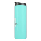 Bouteilles Isothermes monogramme moderne chic minimaliste turquoise aqua (Tourné sur la droite)