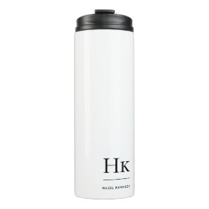 Bouteilles Isothermes Monogramme Moderne Minimaliste Chic Blanc Monogram