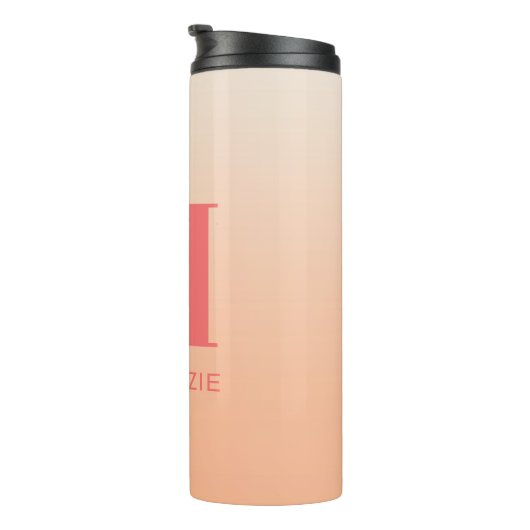 Bouteilles Isothermes Monogramme moderne Nom initial Peach Gradient (Tourné sur la droite)