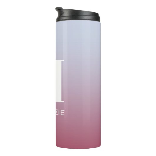 Bouteilles Isothermes Monogramme moderne Nom initial Pink Blue Gradient (Tourné sur la droite)