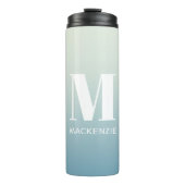 Bouteilles Isothermes Monogramme moderne Nom initial Turquoise Aqua Grad (Devant)