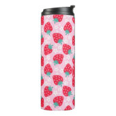 Bouteilles Isothermes Monogramme motif floral fraises rouges roses (Tourné sur la gauche)