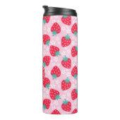 Bouteilles Isothermes Monogramme motif floral fraises rouges roses (Tourné sur la droite)