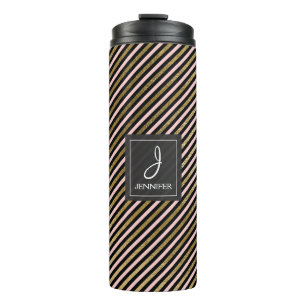 Bouteilles Isothermes Monogramme Motif trié rose, noir et or