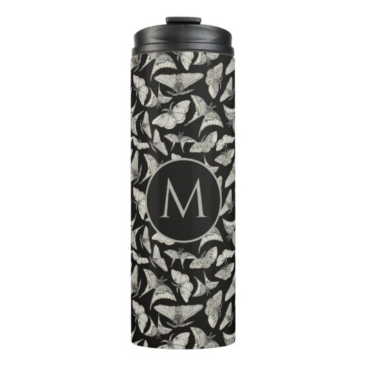 Bouteilles Isothermes Monogramme Noir Beige Moth Motif (Devant)