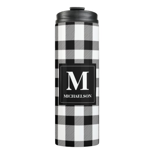 Bouteilles Isothermes Monogramme noir et blanc Plaid de buffle (Devant)