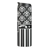 Bouteilles Isothermes Monogramme noir et blanc Retro Floral Damask (Tourné sur la droite)