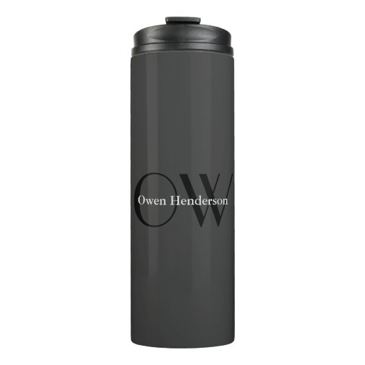 Bouteilles Isothermes Monogramme noir gris élégant (Devant)