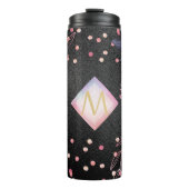Bouteilles Isothermes Monogramme noir ROSEGOLD rose Parties scintillant  (Devant)