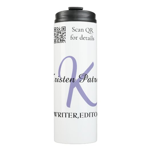 Bouteilles Isothermes Monogramme nom écrivain violet modifier code QR en (Devant)