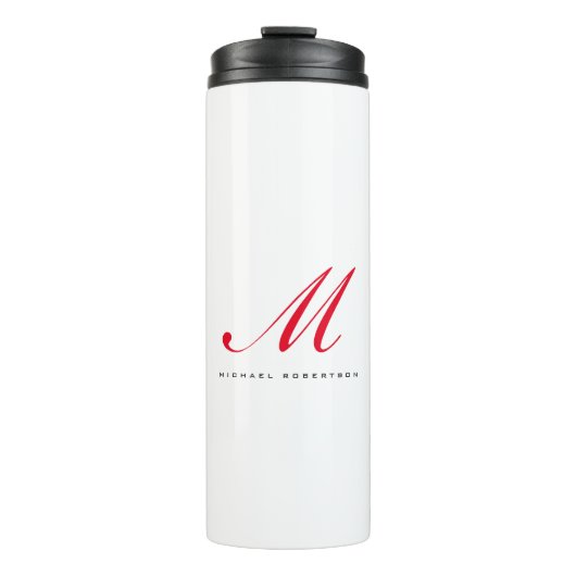 Bouteilles Isothermes Monogramme Nom initial Blanc Rouge Unique Minimali (Devant)