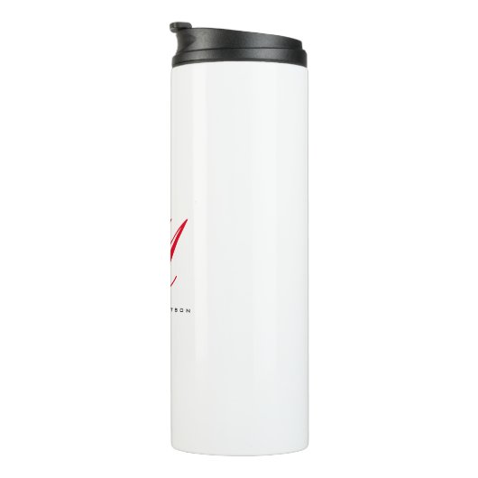 Bouteilles Isothermes Monogramme Nom initial Blanc Rouge Unique Minimali (Tourné sur la droite)